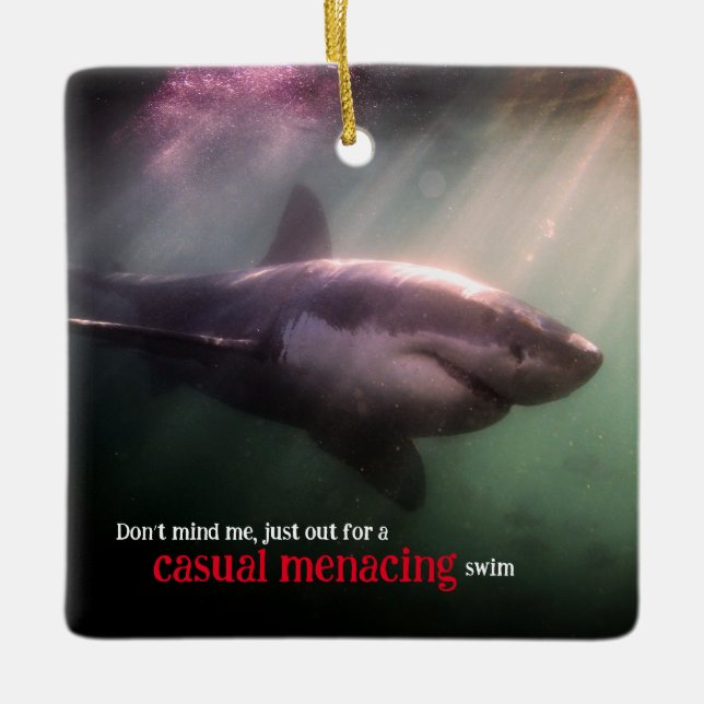 Ornement En Céramique requin pointeur blanc sous l'eau (Devant)