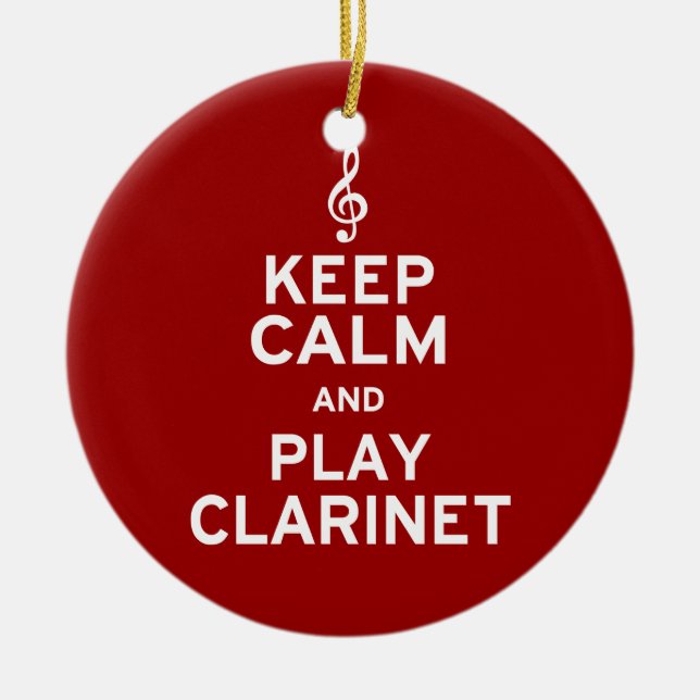 Ornement En Céramique Restez calme et jouez à Clarinet (Devant)