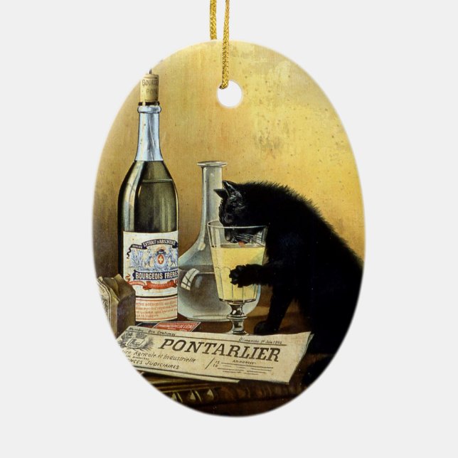 Ornement En Céramique Rétro affiche française "bourgeois d'absinthe " (Dos)