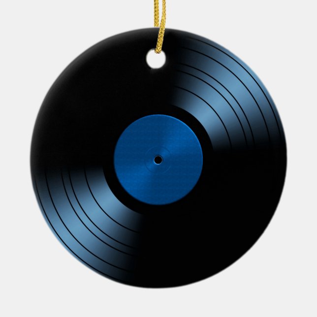 Ornement En Céramique Rétro album de disque vinyle dans le bleu (Devant)