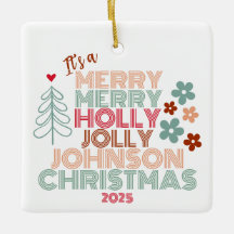 Retro Merry Merry Holly Jolly Noël