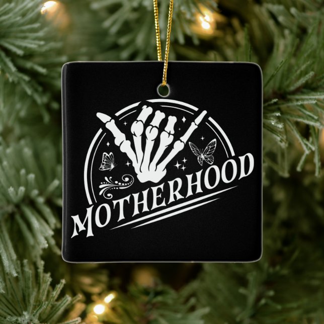 Ornement En Céramique Retro Motherhood Rock Skeleton Sarcastic Mom Cadea (Arbre)