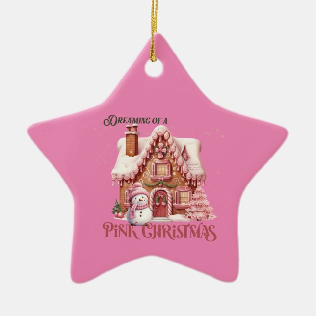 Ornement En Céramique Rêve de Noël rose (Devant)