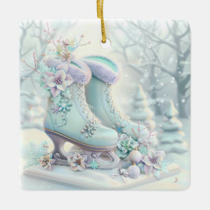 Ornement En Céramique Rêve Noël Patinage de glace Ornament
