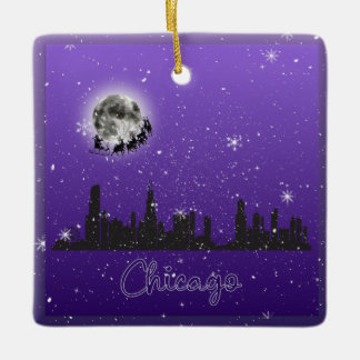 Ornement En Céramique Réveillon de Noël à Chicago, Illinois