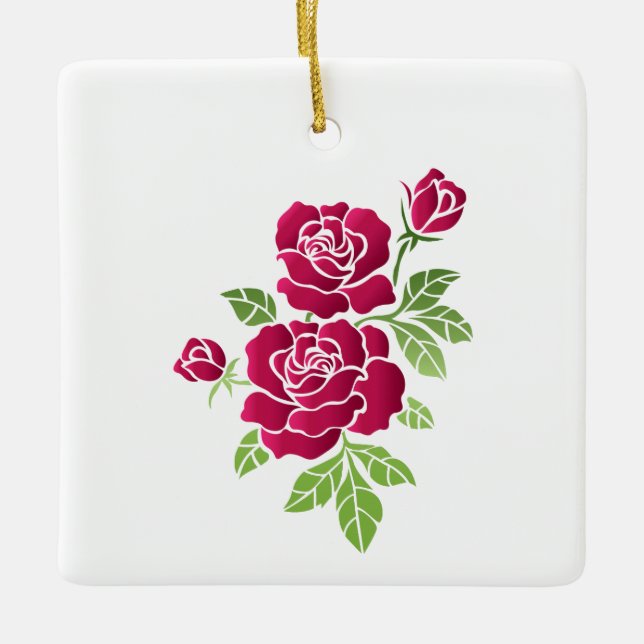 Ornement En Céramique "Rêves du jardin Rose" (Devant)
