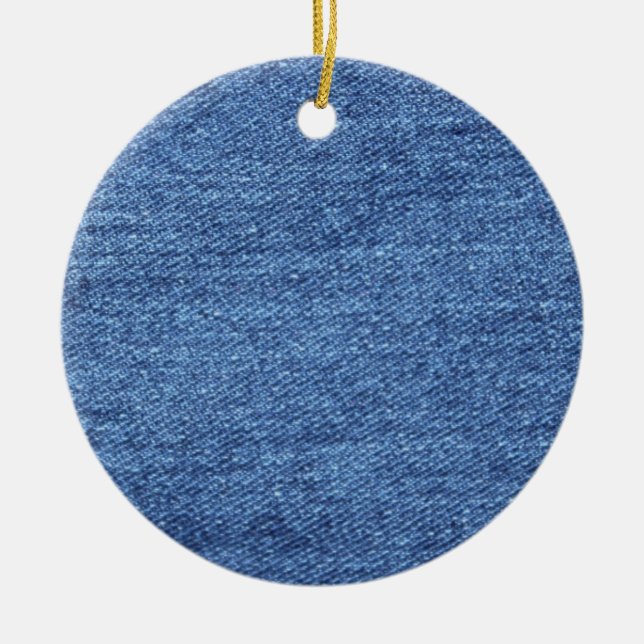 Ornement En Céramique Revêtement bleu blanc Denim - Regarder l'image (Devant)