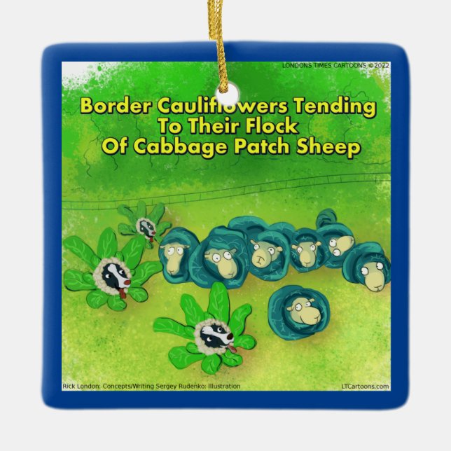 Ornement En Céramique Rick London Funny Bordure Collie Fleur (Devant)