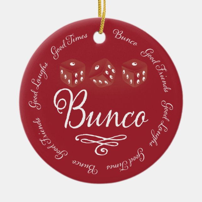 Ornement En Céramique Rires d'ornement de Bunco bons (Devant)