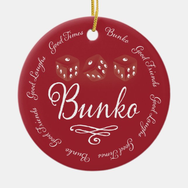 Ornement En Céramique Rires d'ornement de Bunko bons (Devant)