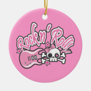Ornement En Céramique Rocher de fille n'Roll Crâne
