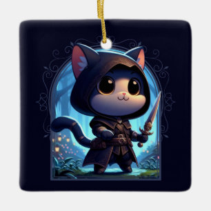 Ornement En Céramique Rogue Feline Imaginaire Adventure