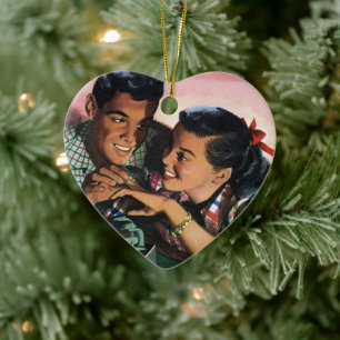 Ornement En Céramique Romance vintage, amour du lycée en amour
