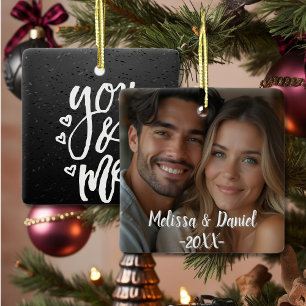 Ornement En Céramique Romantique Black and White You & Me Valentine's