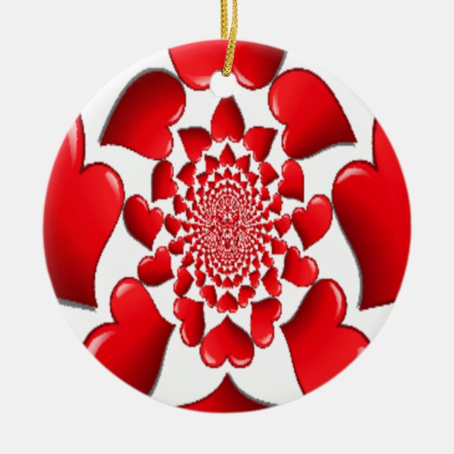 Ornement En Céramique Romantique Red Hearts Art Motif Imprimer (Devant)