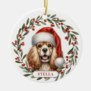 Ornement en céramique rond Chien Cocker Spaniel