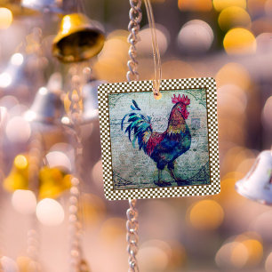 Ornement En Céramique Rooster Coloré Pays Agritourisme Ephemera