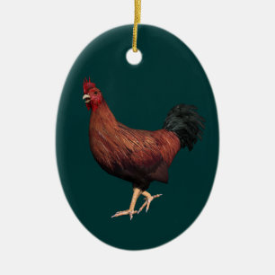 Ornement En Céramique Rooster rouge