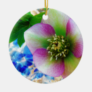 Ornement En Céramique Rose rose carême bleu boule de verre
