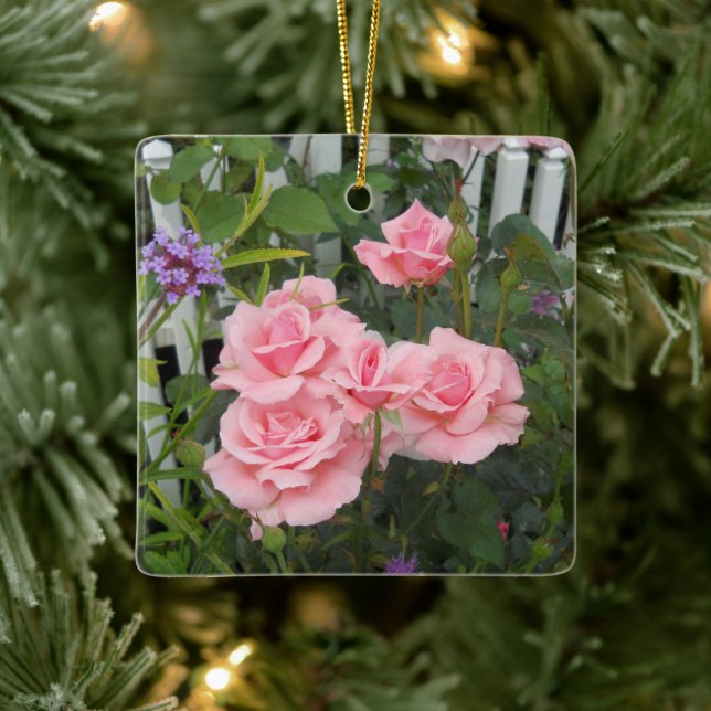 Ornement en céramique rose Roses (Arbre)