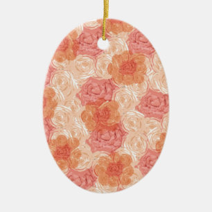 Ornement En Céramique Rose vintage Peach pastel motif