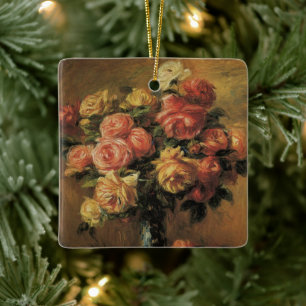 Ornement En Céramique Roses dans un vase par Pierre Renoir, Beaux-Arts A