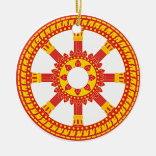 Ornement En Céramique Roue de Dharmachakra de symbole d'Ashtamangala de
