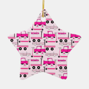 Ornement En Céramique Roues roses chaudes Voitures anciennes Camions Sco