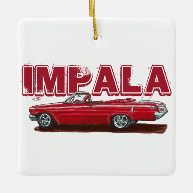 Ornement En Céramique Rouge 1962 Impala convertible (Devant)