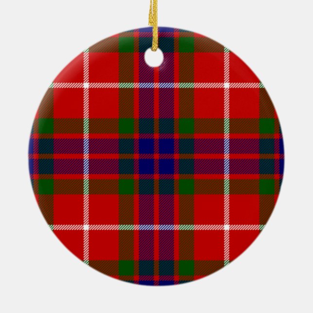 Ornement En Céramique Rouge bleu et vert Clan Fraser Tartan (Dos)