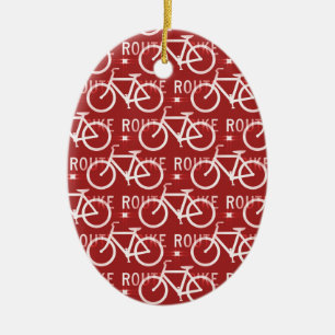 Ornement En Céramique Rouge de motif de cycliste de bicyclette de Fixie