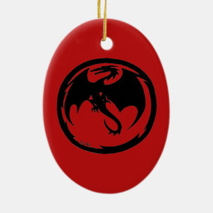 Ornement en céramique rouge Dragon noir