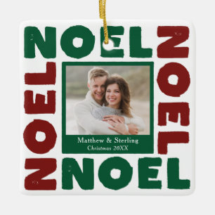 Ornement En Céramique Rouge et Vert Noël Photo Contemporaine de Fêtes