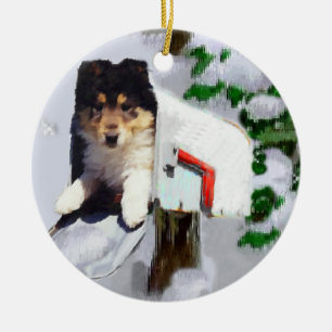 Ornement En Céramique Rough Collie Puppy Cadeaux de Noël