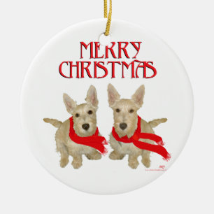 Ornement En Céramique Roulette écossaise Terrier Chirstmas