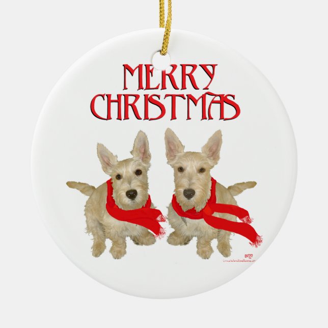 Ornement En Céramique Roulette écossaise Terrier Chirstmas (Devant)
