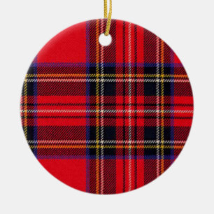 Ornement En Céramique Royal Stewart tartan rouge noir plaid