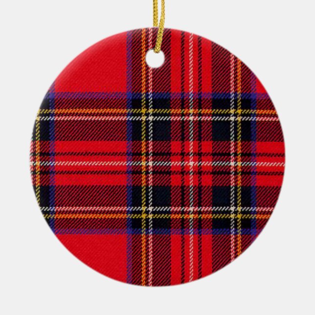 Ornement En Céramique Royal Stewart tartan rouge noir plaid (Devant)