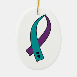 Ornement En Céramique Ruban de conscience de suicide