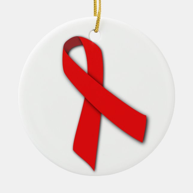 Ornement En Céramique Ruban rouge de solidarité des personnes vivant (Devant)