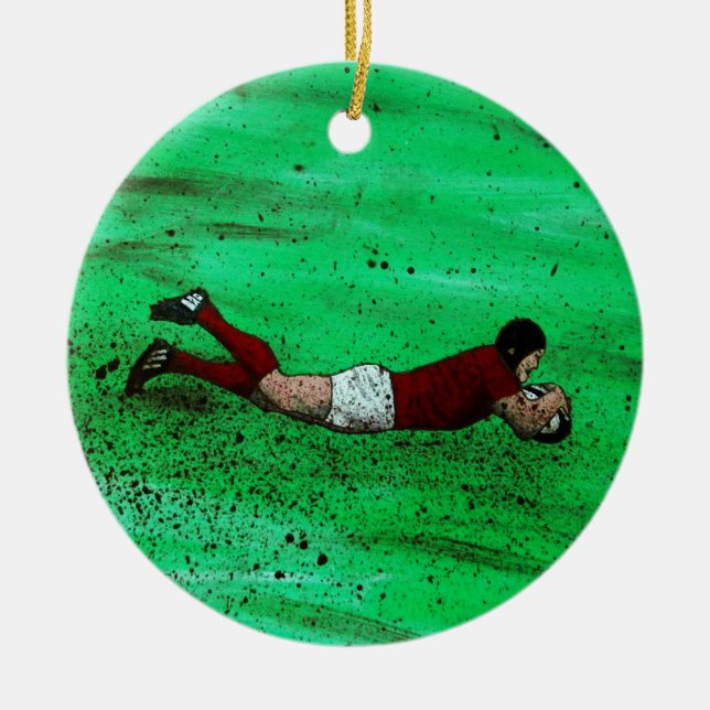 Ornement en céramique Rugby Art (Devant)