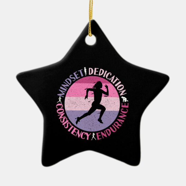 Ornement En Céramique Running Mindset - Citation d'endurance de la fille (Devant)