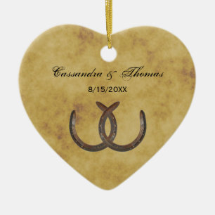 Ornement En Céramique Rustic Horseshoes