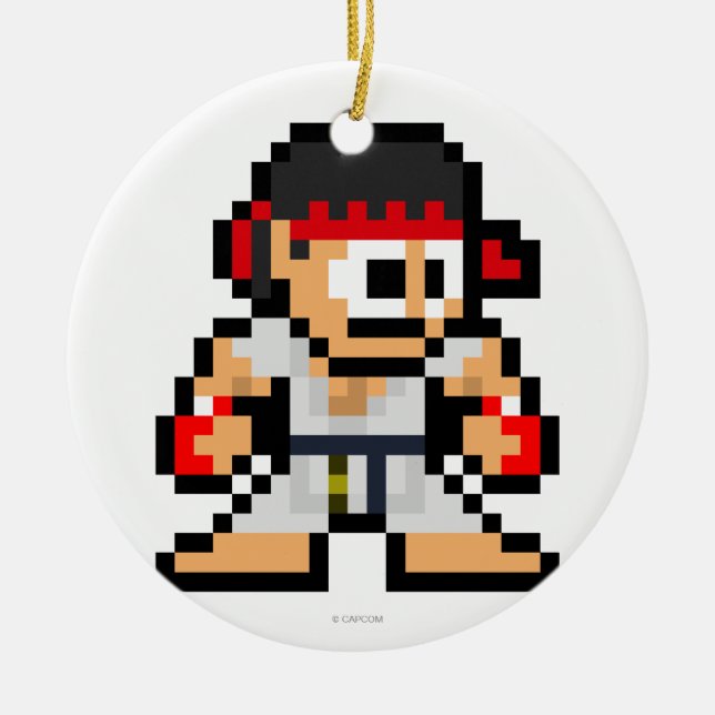 Ornement En Céramique Ryu à 8 bits (Devant)