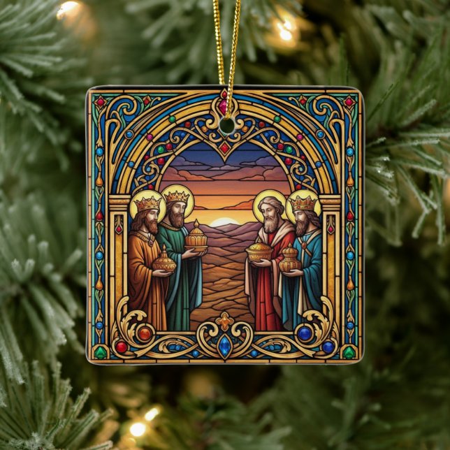 Ornement En Céramique Sacred Hearts Stained Glass Christmas (Arbre)