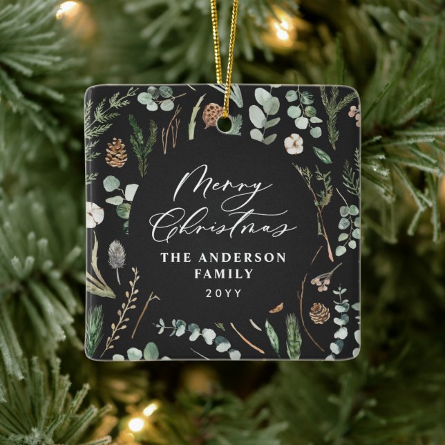 Ornement En Céramique Sage vert Noël photo botanique minimale (Arbre)