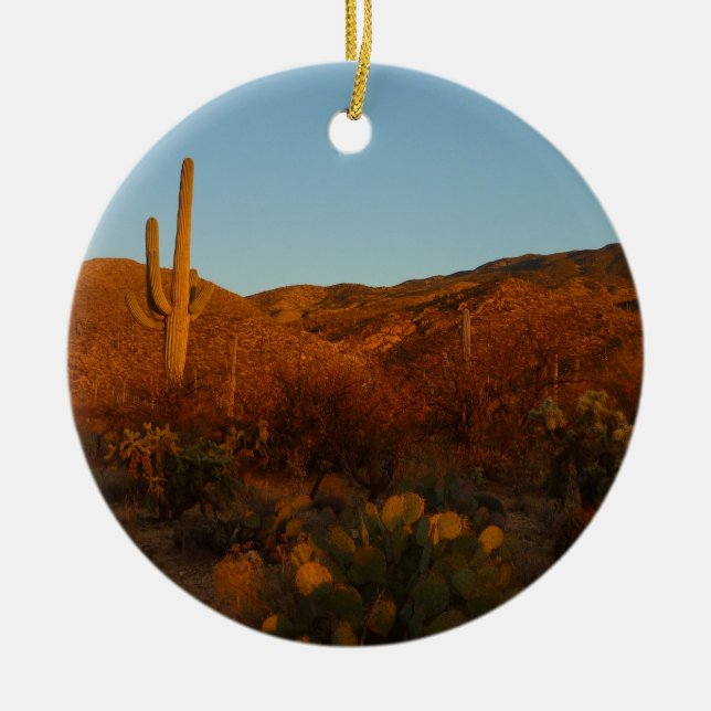 Ornement En Céramique Saguaro Sunset I Arizona Désert Paysage (Devant)