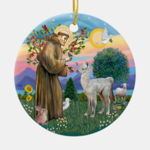 Ornement En Céramique Saint François - Bébé Lama