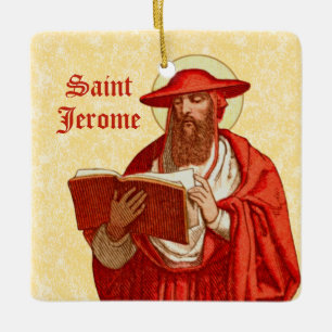 Ornement En Céramique Saint Jérôme en cardinal avec une citation motivat