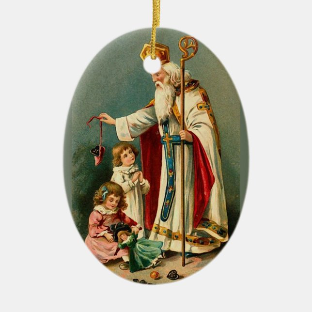 Ornement En Céramique Saint Nicolas de Noël (Devant)
